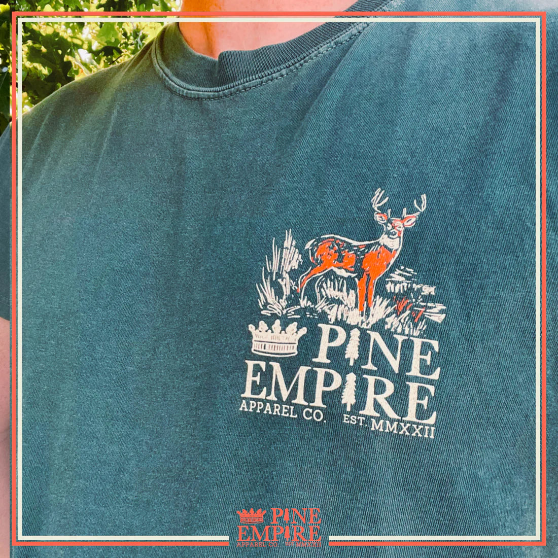 Stag and Steam Tee- Green