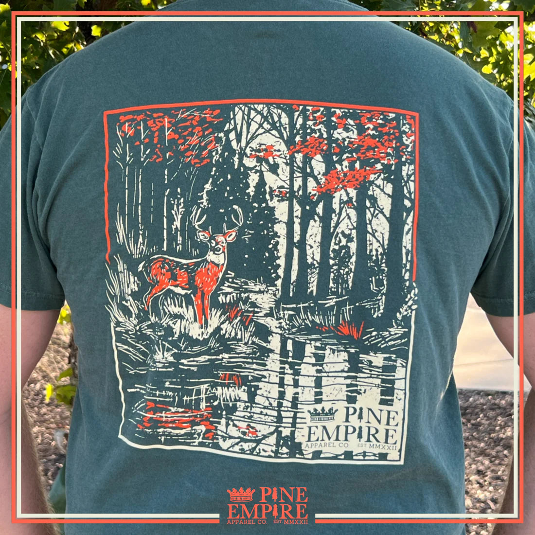 Stag and Steam Tee- Green